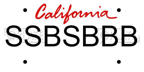 SSBSBBB California License Plate