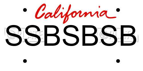 SSBSBSB California License Plate
