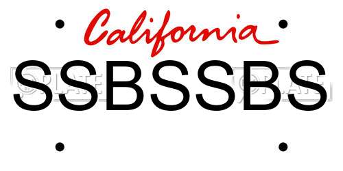 SSBSSBS California License Plate