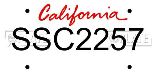 SSC2257 California License Plate