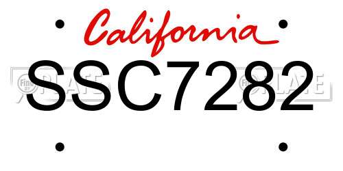 SSC7282 California License Plate