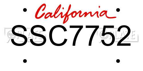 SSC7752 California License Plate