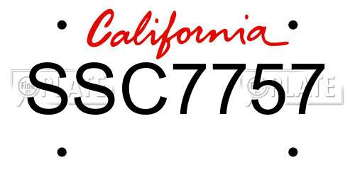 SSC7757 California License Plate