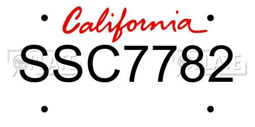 SSC7782 California License Plate