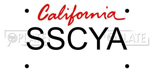 SSCYA California License Plate