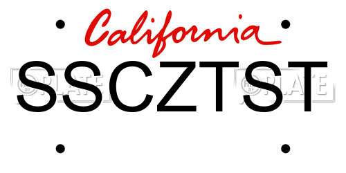 SSCZTST California License Plate