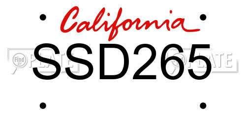 SSD265 California License Plate