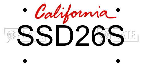 SSD26S California License Plate