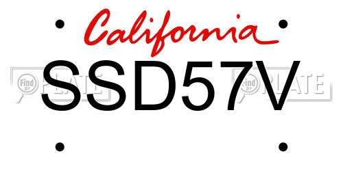 SSD57V California License Plate
