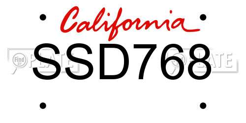 SSD768 California License Plate