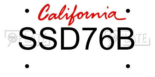 SSD76B California License Plate