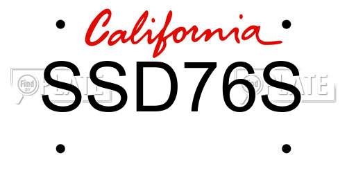 SSD76S California License Plate