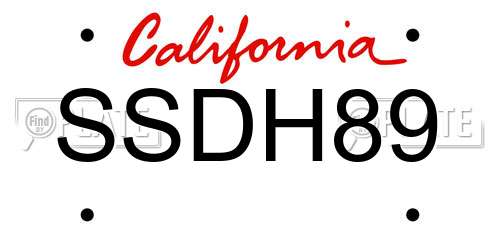 SSDH89 California License Plate