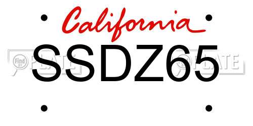 SSDZ65 California License Plate