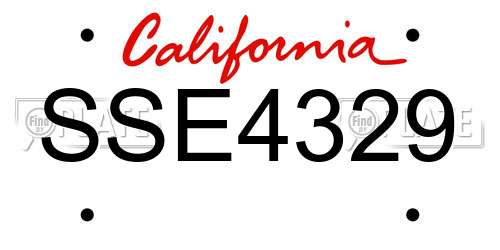 SSE4329 California License Plate