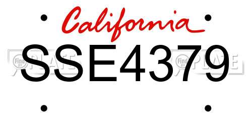 SSE4379 California License Plate