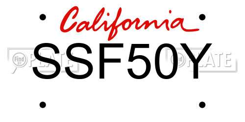 SSF50Y California License Plate