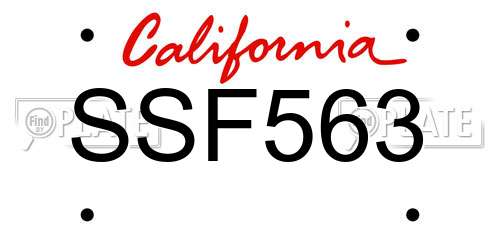 SSF563 California License Plate