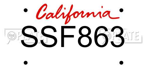 SSF863 California License Plate