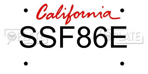SSF86E California License Plate