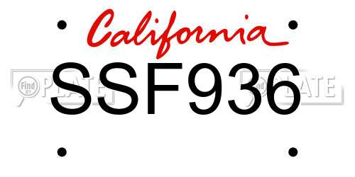 SSF936 California License Plate