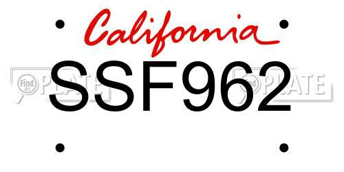 SSF962 California License Plate