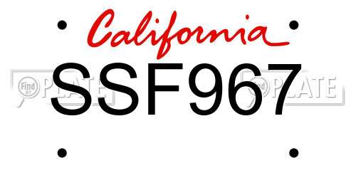 SSF967 California License Plate