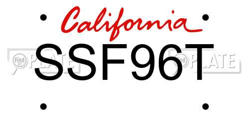 SSF96T California License Plate