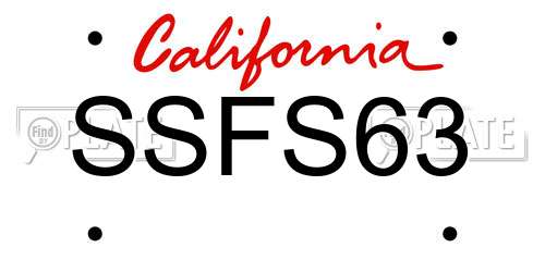 SSFS63 California License Plate