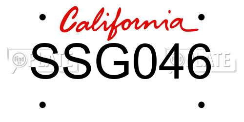 SSG046 California License Plate