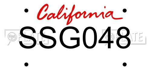 SSG048 California License Plate