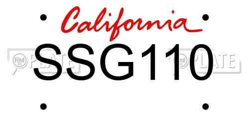 SSG110 California License Plate