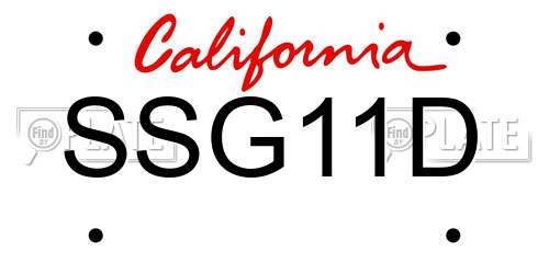 SSG11D California License Plate