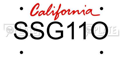SSG11O California License Plate