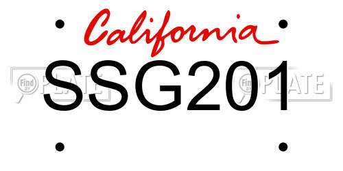 SSG201 California License Plate