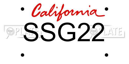 SSG22 California License Plate