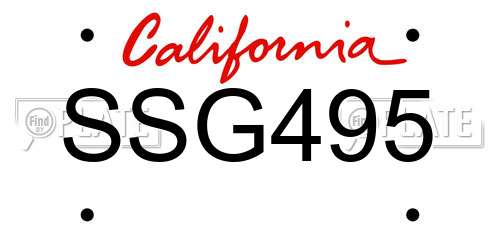 SSG495 California License Plate