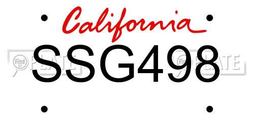 SSG498 California License Plate