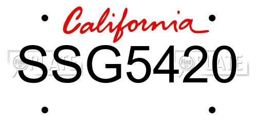 SSG5420 California License Plate