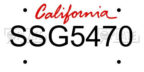 SSG5470 California License Plate