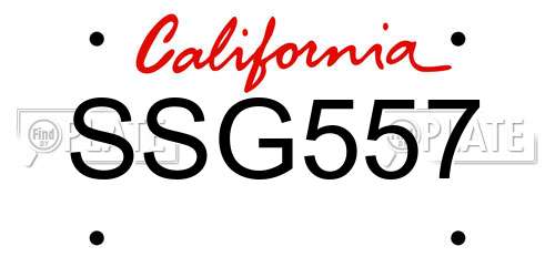 SSG557 California License Plate
