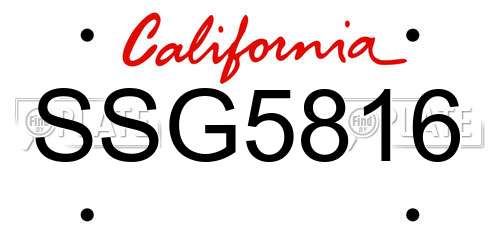 SSG5816 California License Plate