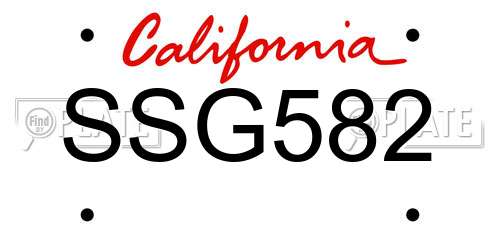 SSG582 California License Plate