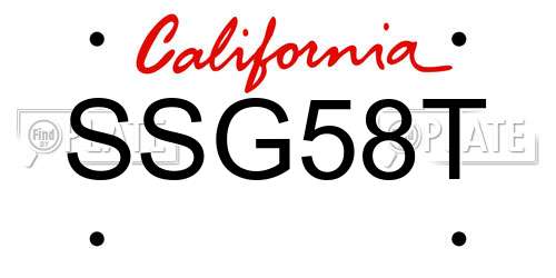 SSG58T California License Plate
