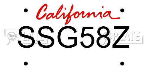SSG58Z California License Plate
