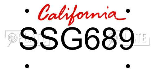 SSG689 California License Plate