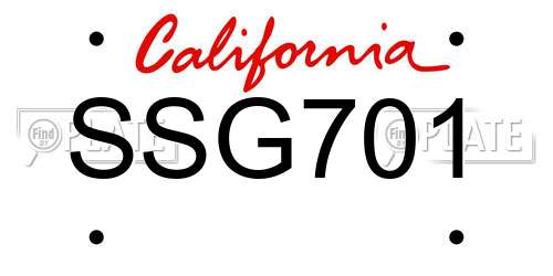 SSG701 California License Plate