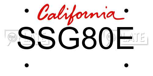 SSG80E California License Plate