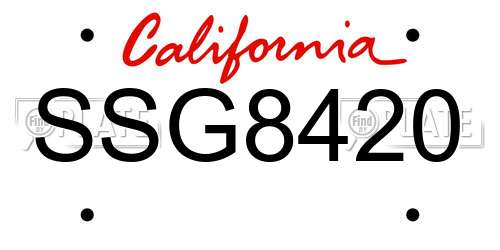 SSG8420 California License Plate