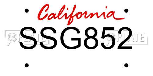 SSG852 California License Plate